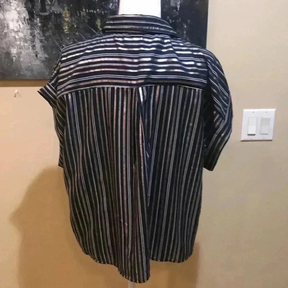 Always Indigo Women's Button Front Tie Waist Cuffed Sleeves 100% Cotton Shirt-XL - Picture 3 of 7